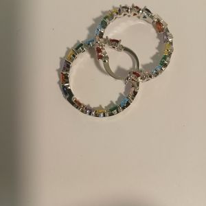 Simulated Multi Color Diamond Inside Out Earring .